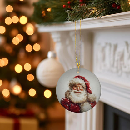 Vintage Christmas Santa Ceramic Ornament Gifts, Retro Christmas Winter Santa Claus Decorative