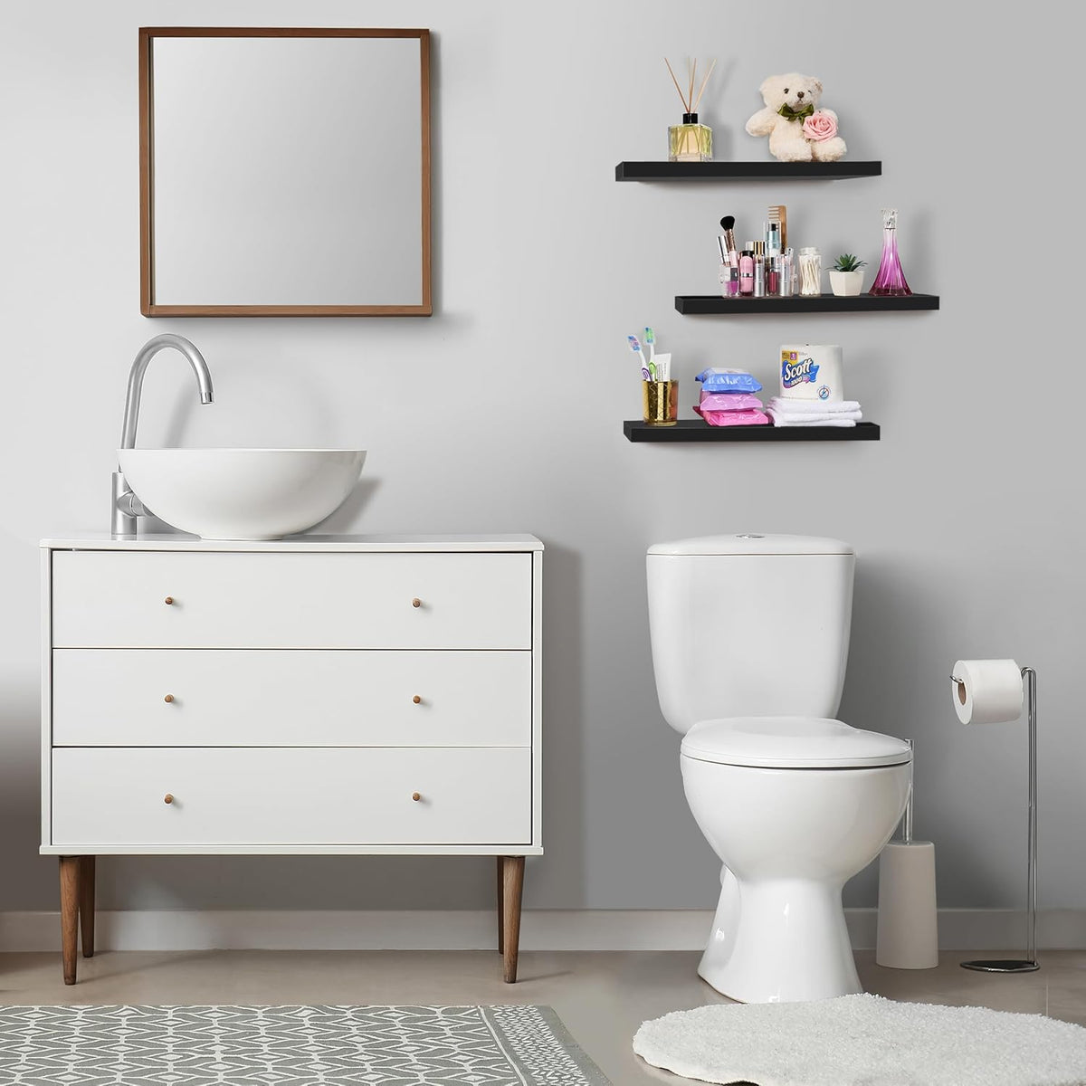 Sorbus Floating Shelves for Wall - 24" Bathroom Shelves, Wall Decor for Bedroom, Kitchen, Living