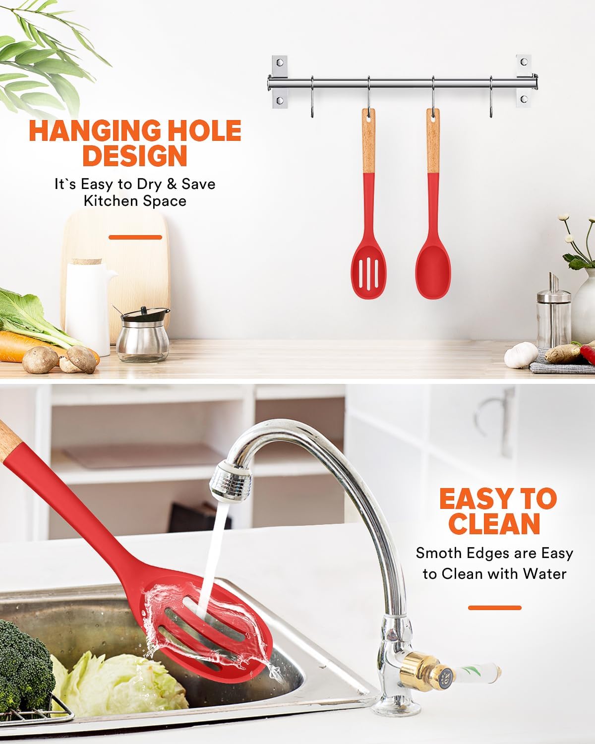 Silicone Cooking Spoons, Great for Scooping Sides and Serving Hearty Stews, BPA-Free Matte