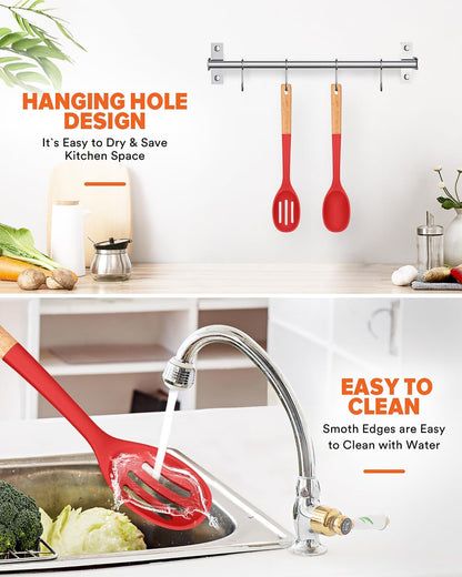 Silicone Cooking Spoons, Great for Scooping Sides and Serving Hearty Stews, BPA-Free Matte