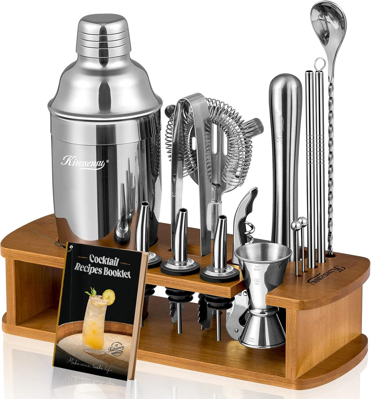 KITESSENSU Cocktail Shaker Set Bartender Kit with Stand | Bar Set Drink Mixer Set with All