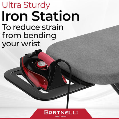 Bartnelli Ironing Board Made in Europe | Iron Board with 4 Layered Cover & Pad, Height Adjustable