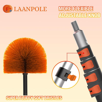 30FT (36FT Reach) Cobweb Duster with Extension Pole, Spider Web Brush for Cleaning Extendable
