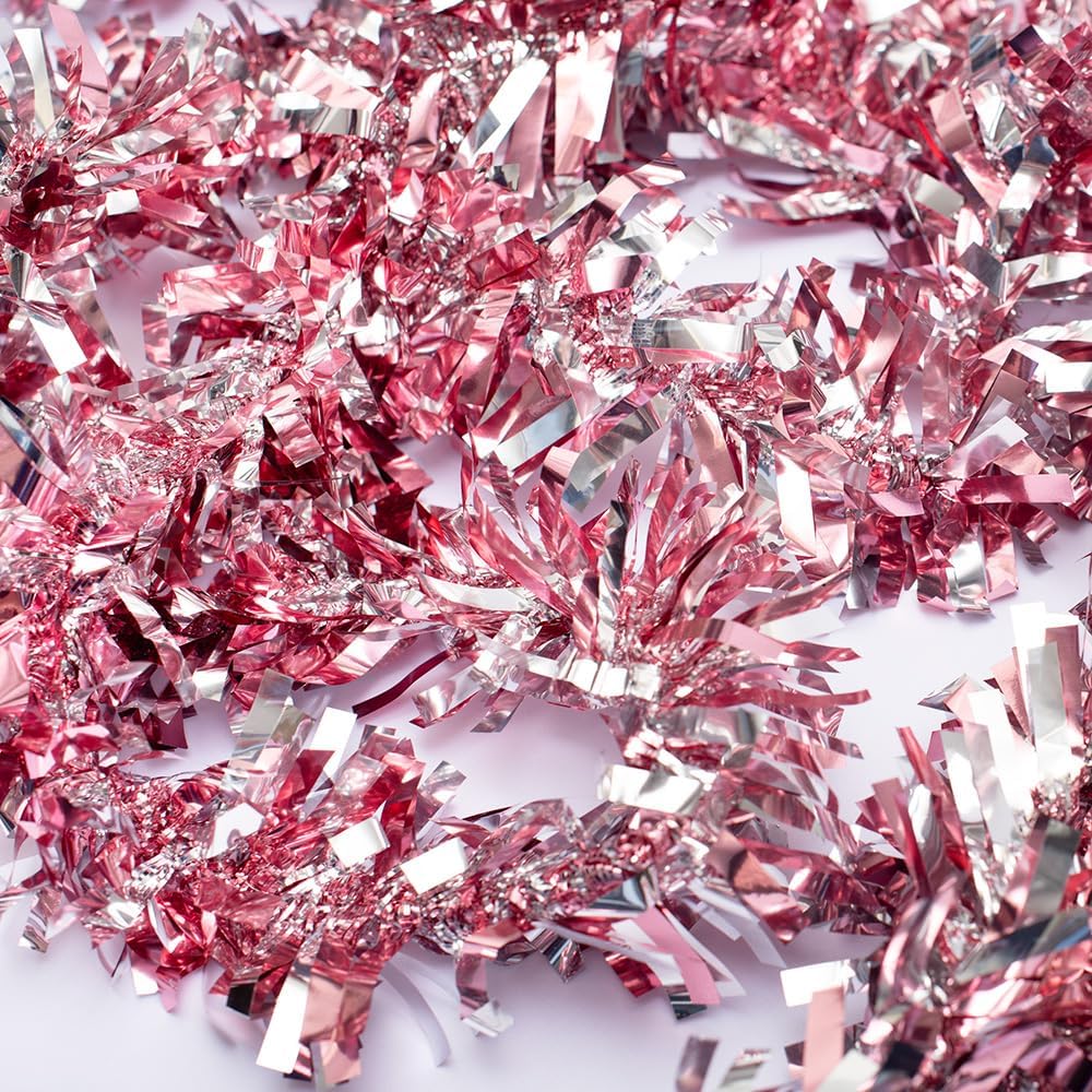 Anderson's Light Pink & Silver Sparkle Glitter Metallic Tinsel Twist for Trailer Or Golf Cart, 4