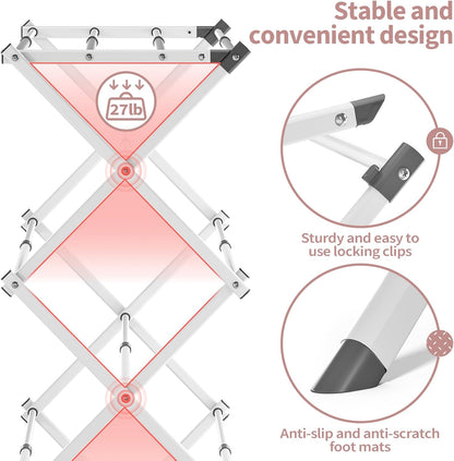 APEXCHASER Clothes Drying Rack, 3-Tier Laundry Drying Rack for Clothes, Expandable Metal Clothing