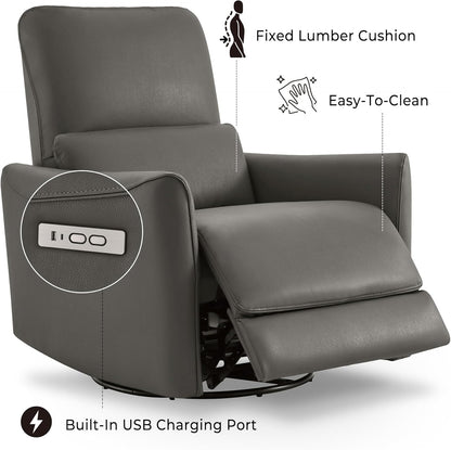 CHITA Power Recliner Chair Swivel Glider, FSC Certified Upholstered Faux Leather Living Room