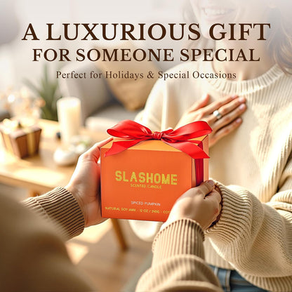 Pumpkin Spice Fall Candle, Large 3 Wick 12oz Luxury Candle, Elegant Autumn Gift for Women & Men