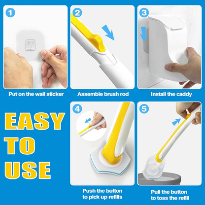 JEHONN Disposable Toilet Brush with 40PCS Wand Cleaner Refills, Wall Mounted Toilet Bowl Brush