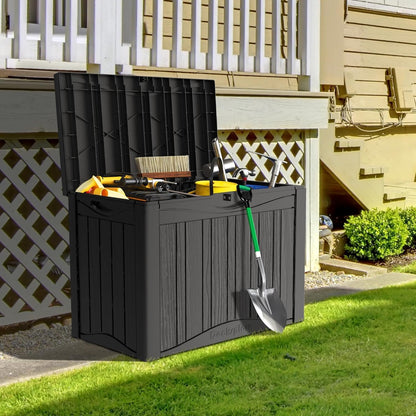 45 Gallon Lockable Resin Deck Box, Waterproof & UV-Resistant Outdoor Storage Box for Outdoor