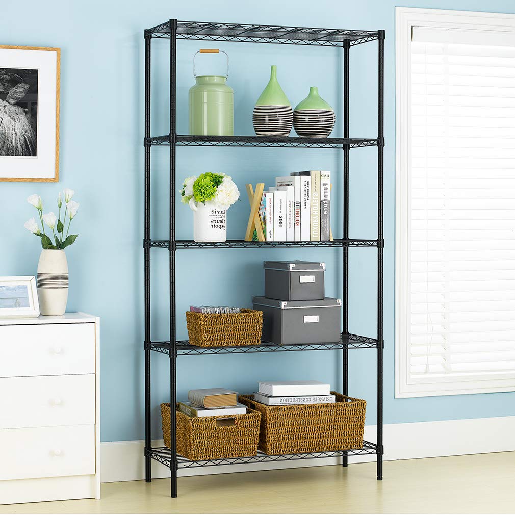 PayLessHere | 5-Tier Wire Shelf | 36"x14"x72" | Black | Adjustable Racks | Heavy-Duty Storage