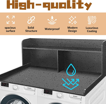Royxen 2-Tier Washer Dryer Countertop,19.5"H Wood Washer and Dryer Topper with Storage