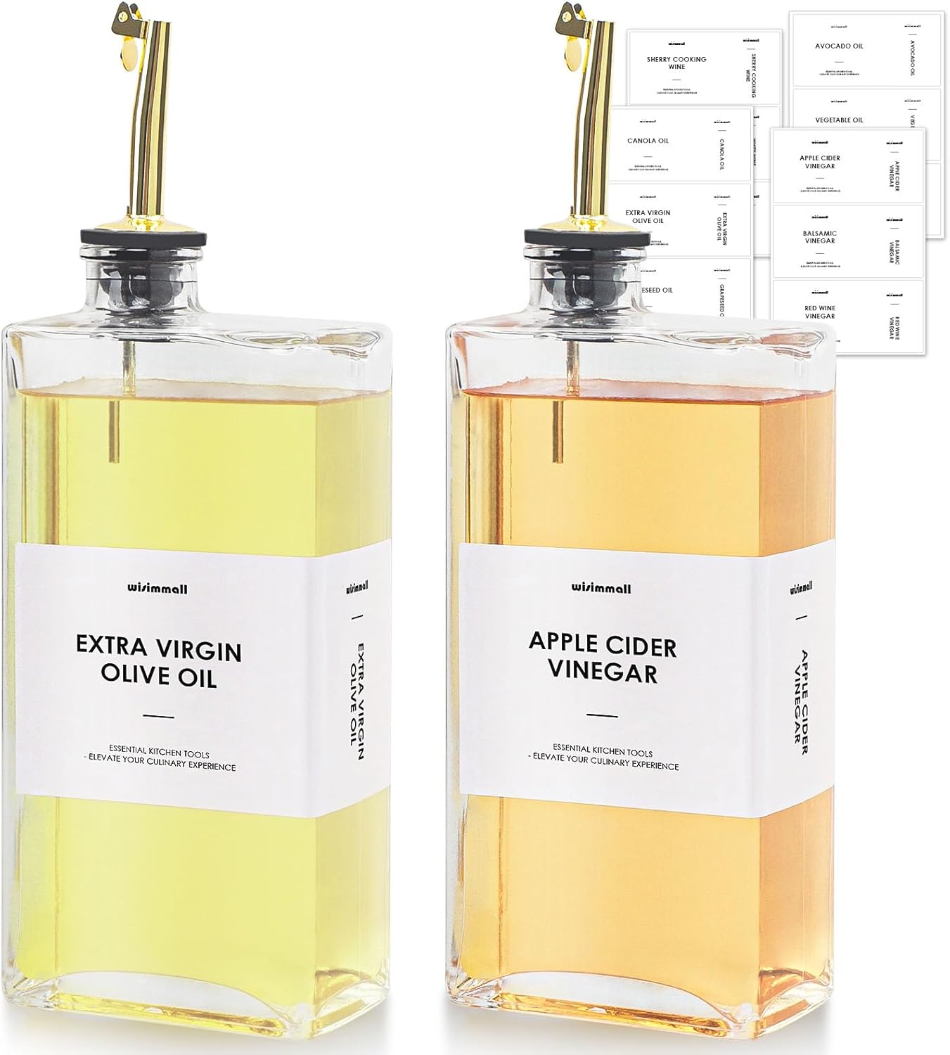 Olive Oil Dispenser For Kitchen, Glass Oil Bottle 500ML Oil And Vinegar Dispenser Set Of 2, Cooking
