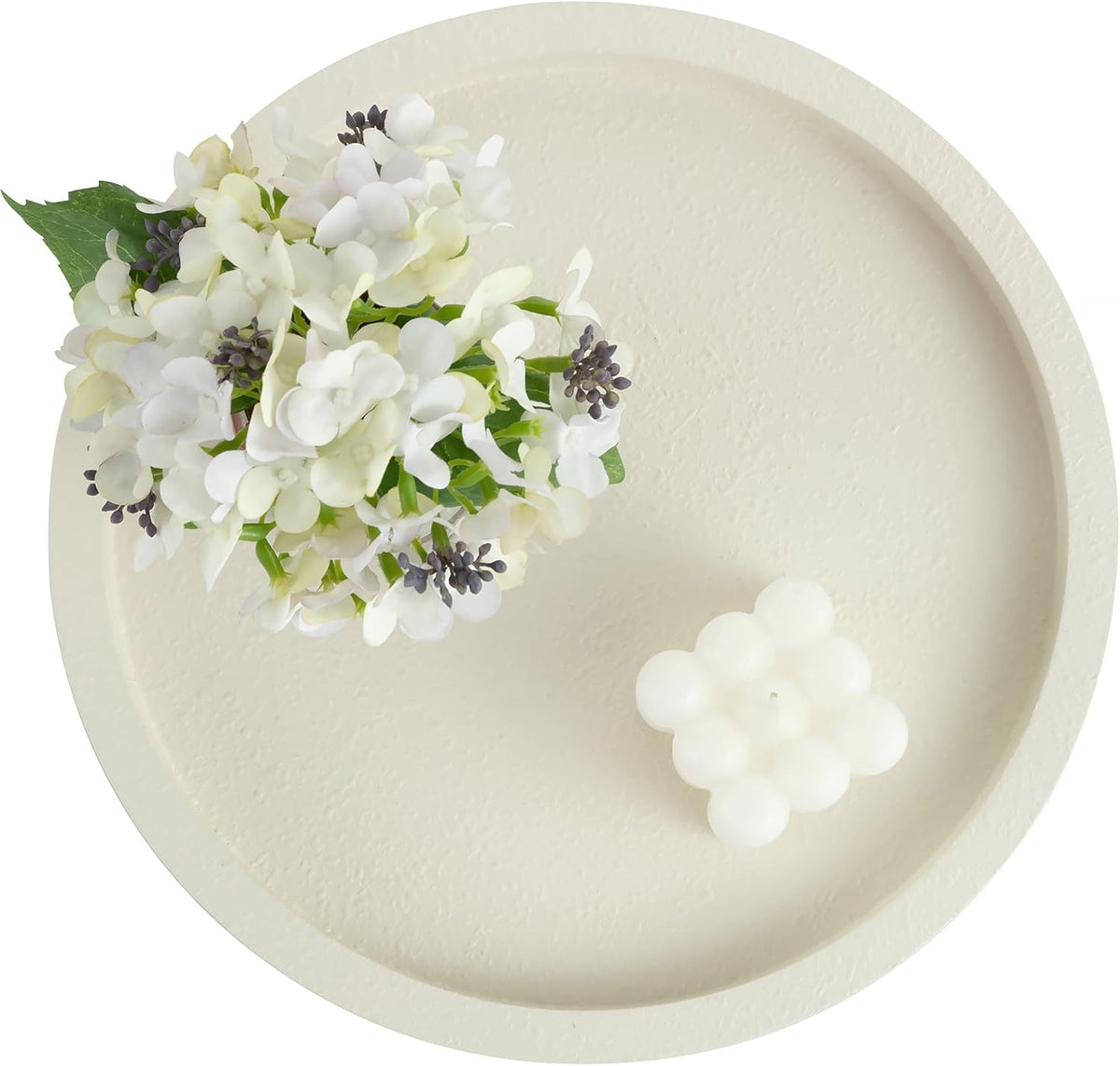 Hanobe Decorative Tray for Coffee Table: Round Ottoman Tray for Living Room 12" Modern Dining Table