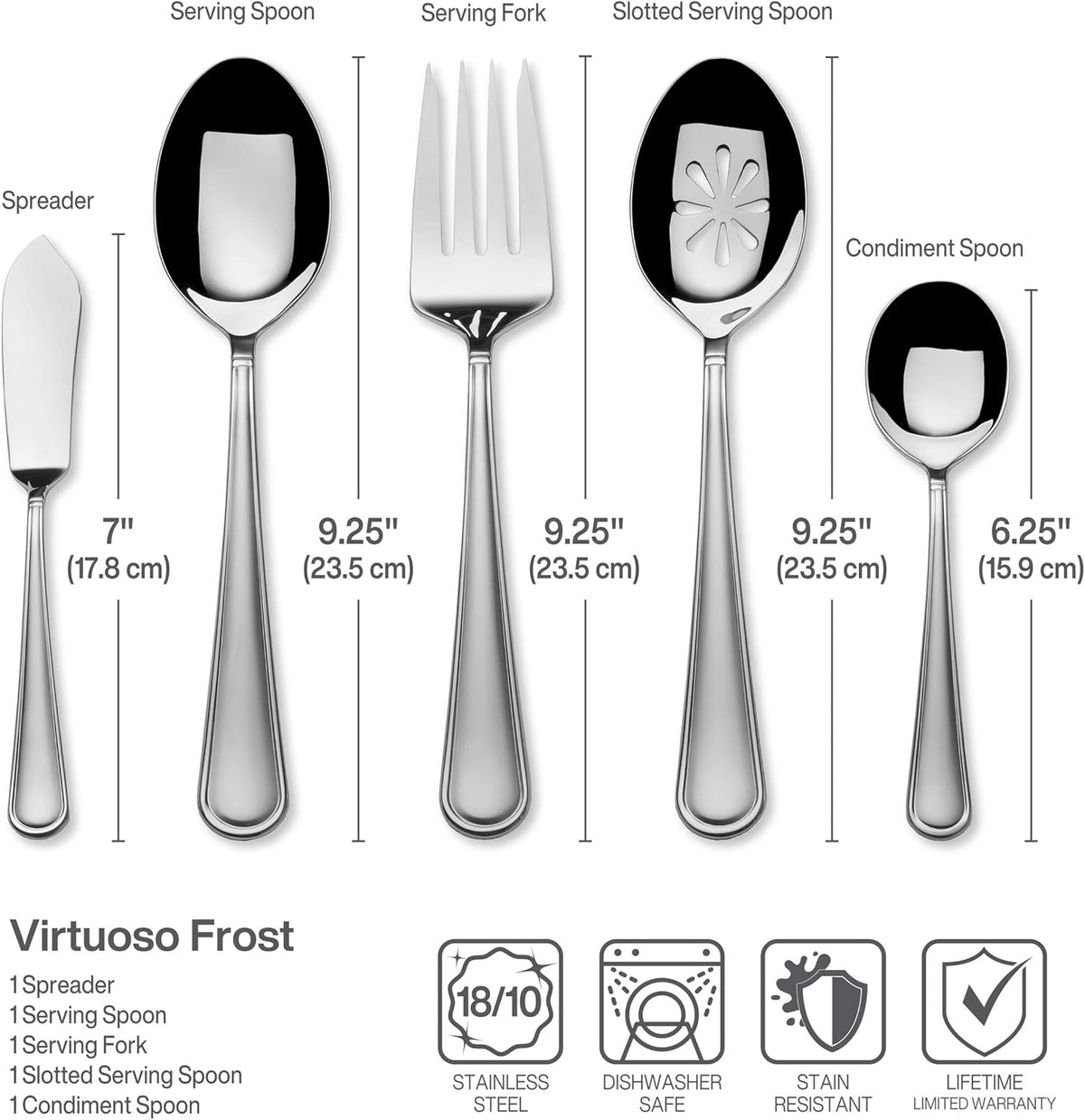 Mikasa, Virtuoso Frost Flatware Service for 12, 65 Piece Set, 18/10 Stainless Steel, Silverware Set