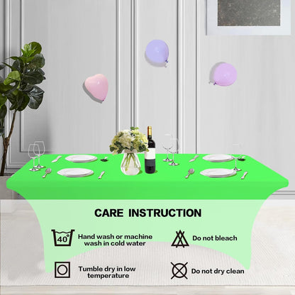 IVAPUPU 2 Pack 6FT Table Cloth for Rectangular Fitted Events Stretch Green Washable Table Cover
