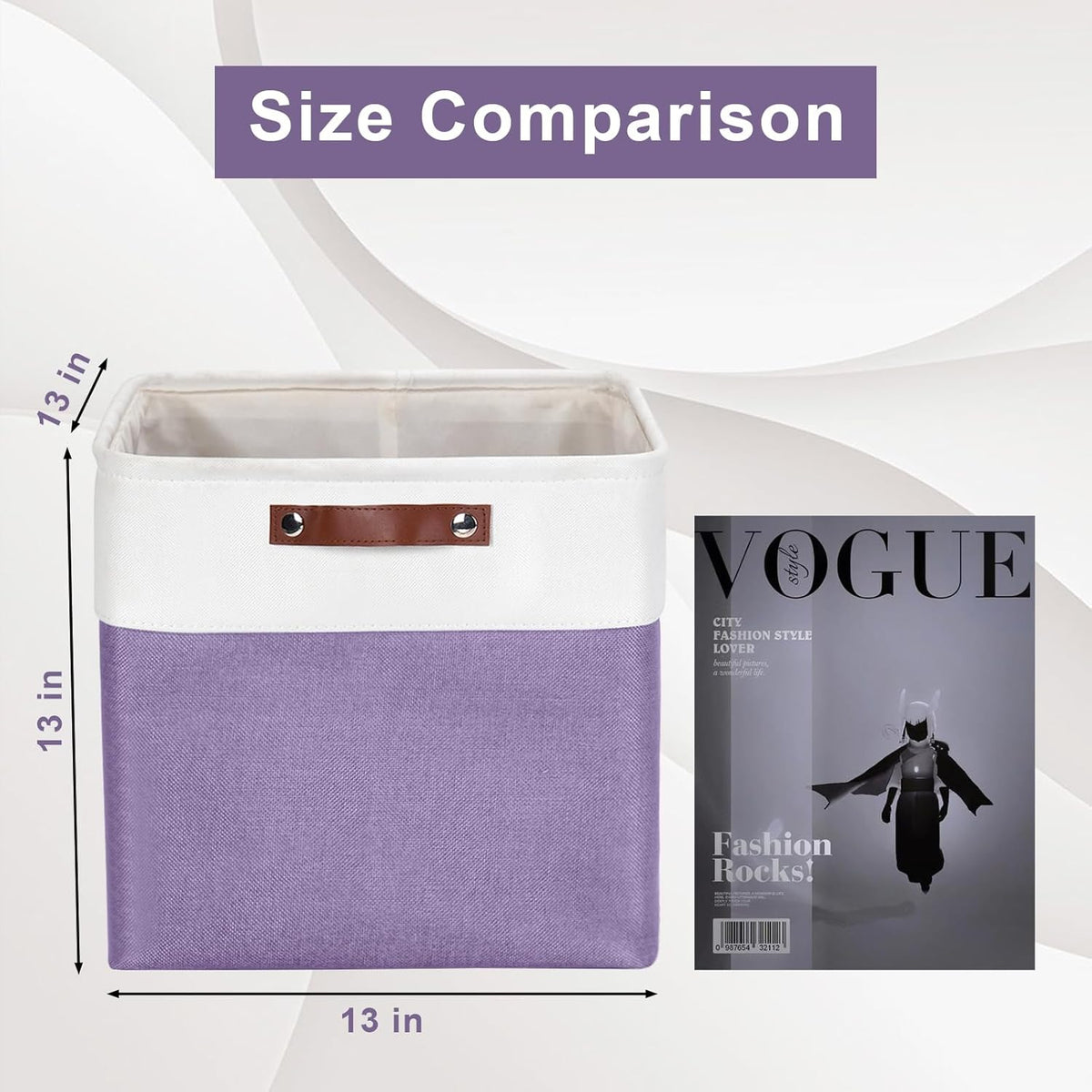 13x13 Cube Storage Bins, Collapsible Fabric Storage Box, 4 Pack Closet Baskets with Handles for