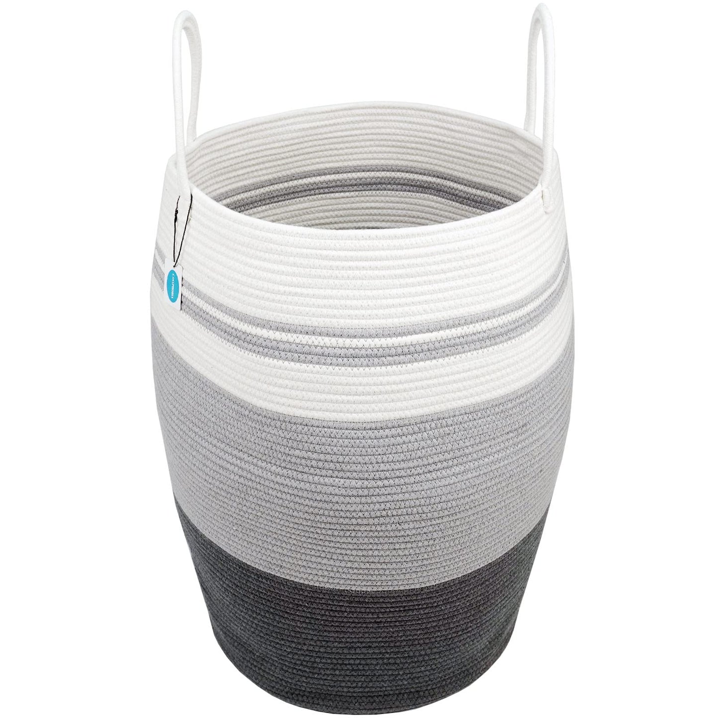 Casaphoria Extra Large Woven Cotton Rope Storage Basket with Handles for Organizing,Tall Woven