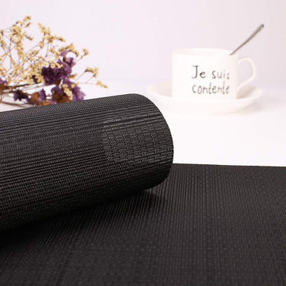 Myir JUN Placemats Set of 4, Vinyl Woven Placemats Place Mats Indoor Set of 4 Washable Table Mats