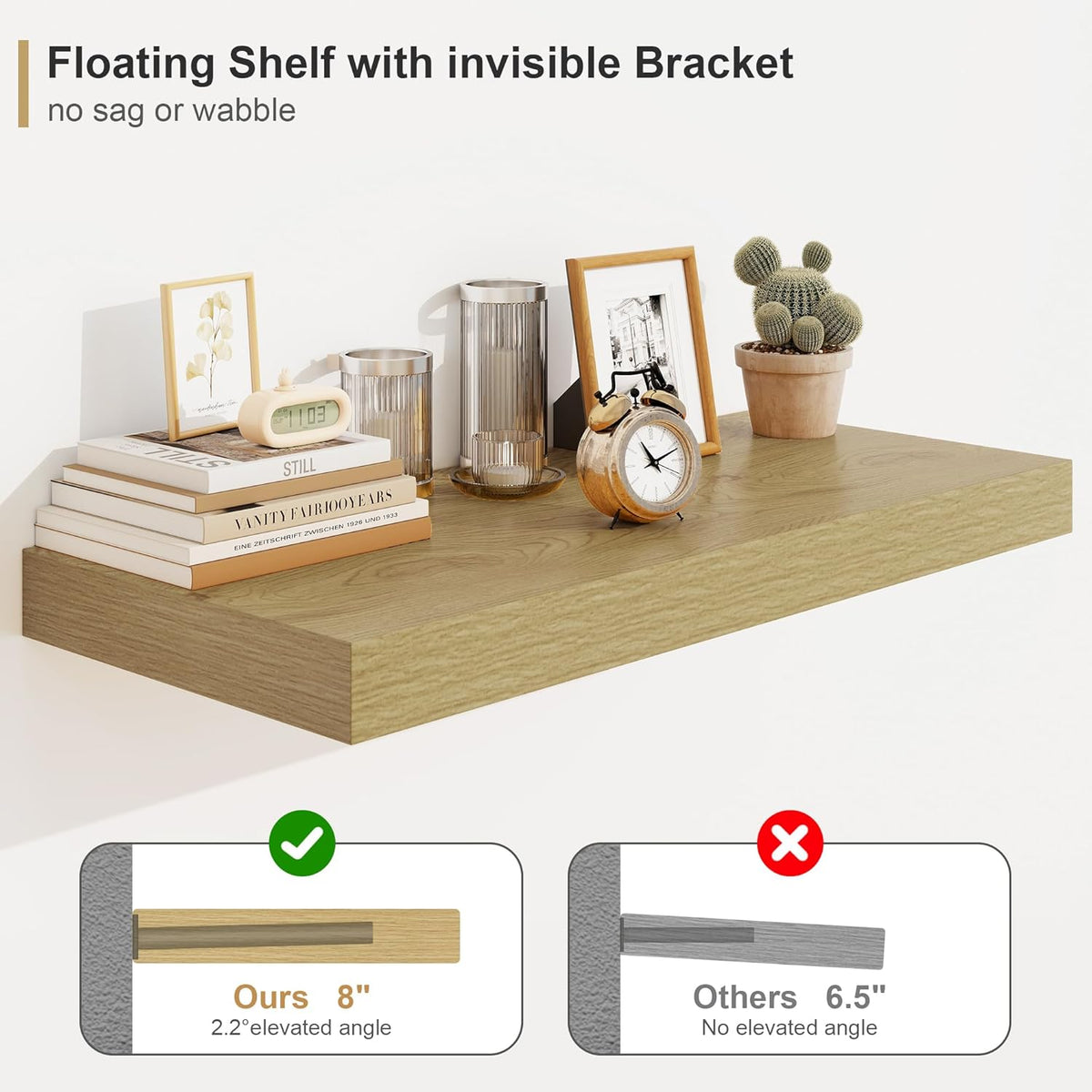 12" Deep Oak Floating Shelves,Over Toilet Long Wall Mounted Modern Farmhouse 36 inches,Wall Shelves