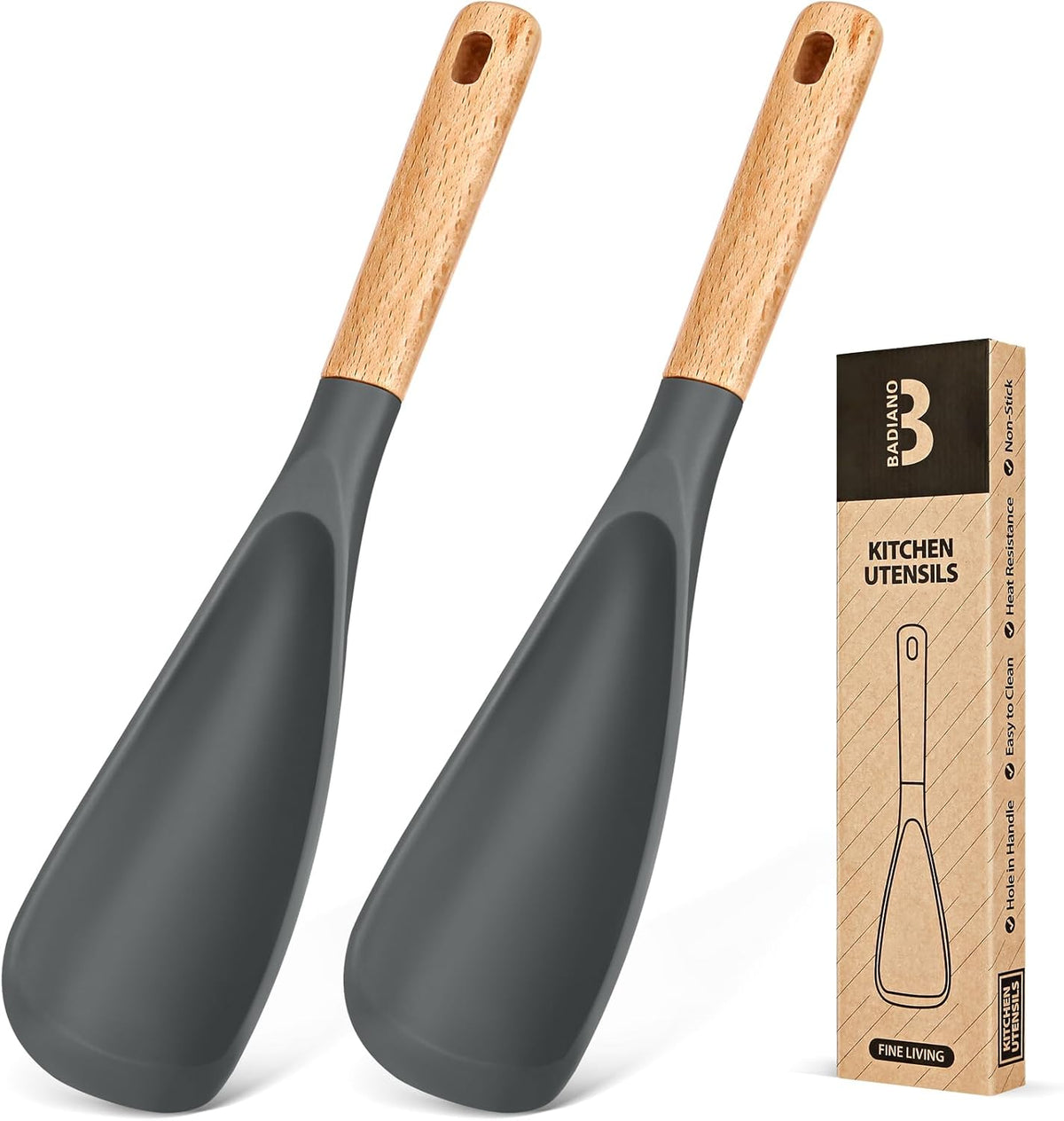 Cooking Spoon for Nonstick Cookwares, Great for Cooking and Serving Sturdy BPA-Free Matte Silicone