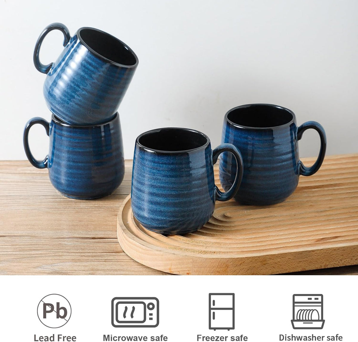 Hasense Small Coffee Mugs 8 oz, Ceramic Cappuccino Cups Set of 4, Espresso Mug with Handle for