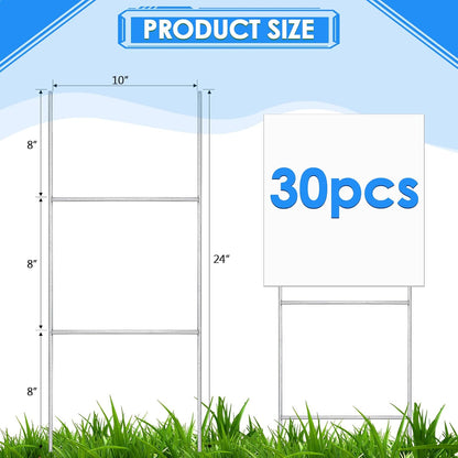 30 Pcs H Stakes for Yard Signs 24'' x 10'' Metal Heavy Duty H Frame Lawn Wire Stakes Weatherproof