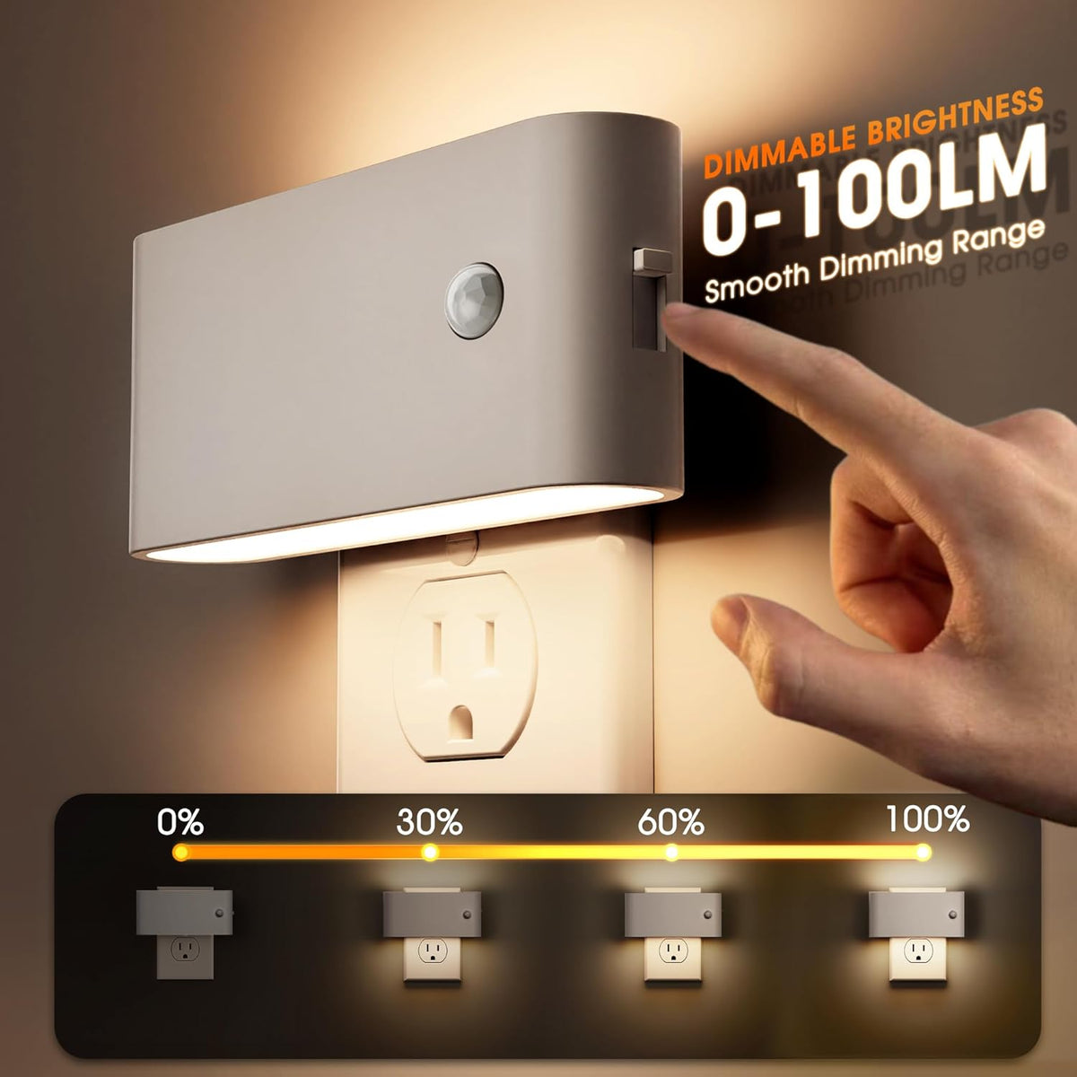 LED Night Light Motion Sensor 2 Pack, Motion Activation Night Lights Plug into Wall, Auto On Off