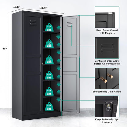 SISESOL Black Storage Cabinet,71" Tall Pantry Cabinet,Kitchen Pantry Storage Cabinets with 2 Doors