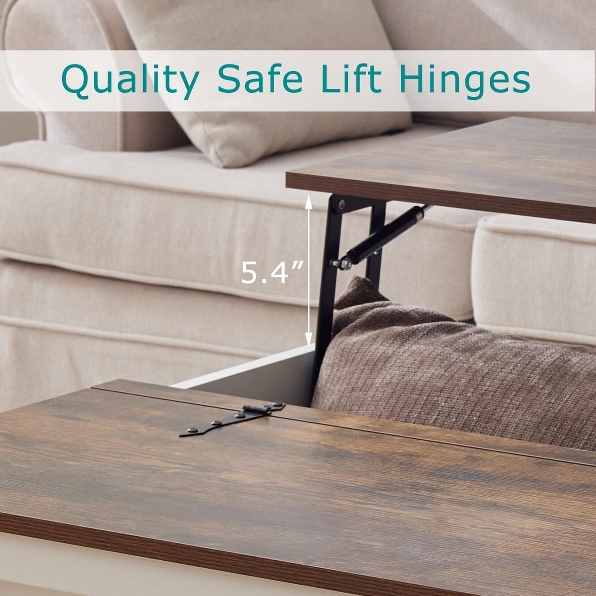 Coffee Table with Storage, Rustic White Square Coffee Tables for Living Room, Lift top Coffee Table