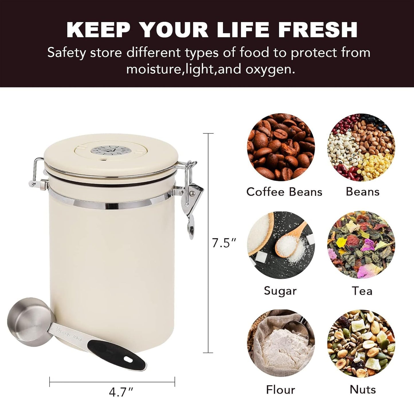 ShanSon Coffee Canister Airtight Coffee Container Stainless Steel Coffee Bean Storage Container