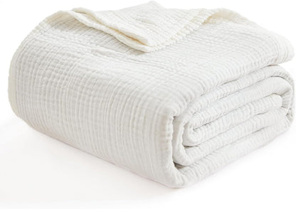 EMME Cotton Blanket Twin XL for Bed Soft Muslin Blankets 66"x90" Lightweight Breathable Layering