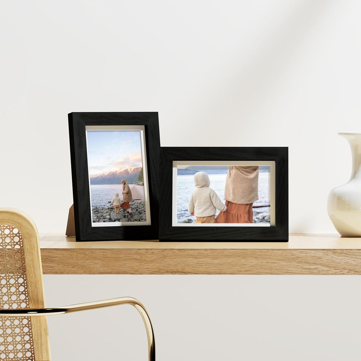 Vittanly 4x6 Picture Frames Set of 9, Shatter Resistant Plexiglass, Display 3.5x5 Pictures with Mat