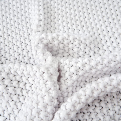 Chunky Cable Knit Throw Blanket Lightweight White 100% Organic Cotton Blanket for Sofa Couch Bed