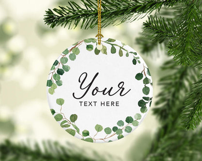 Andaz Press Personalized Round Ceramic Porcelain Christmas Tree Ornament Gift, Your Text Here