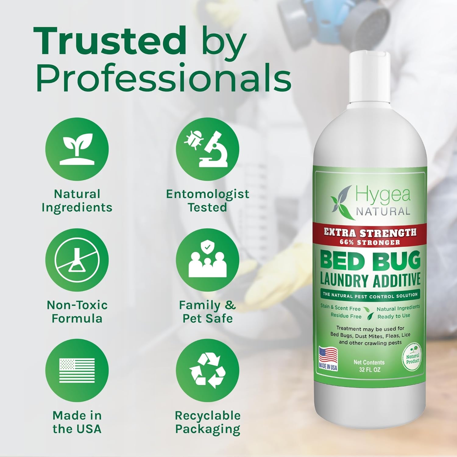 Extra Strength Lice & Bed Bug Laundry Additive - Gentle, Odorless, and Stain-Free Liquid Laundry