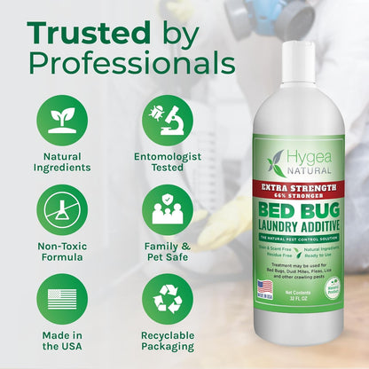 Extra Strength Lice & Bed Bug Laundry Additive - Gentle, Odorless, and Stain-Free Liquid Laundry