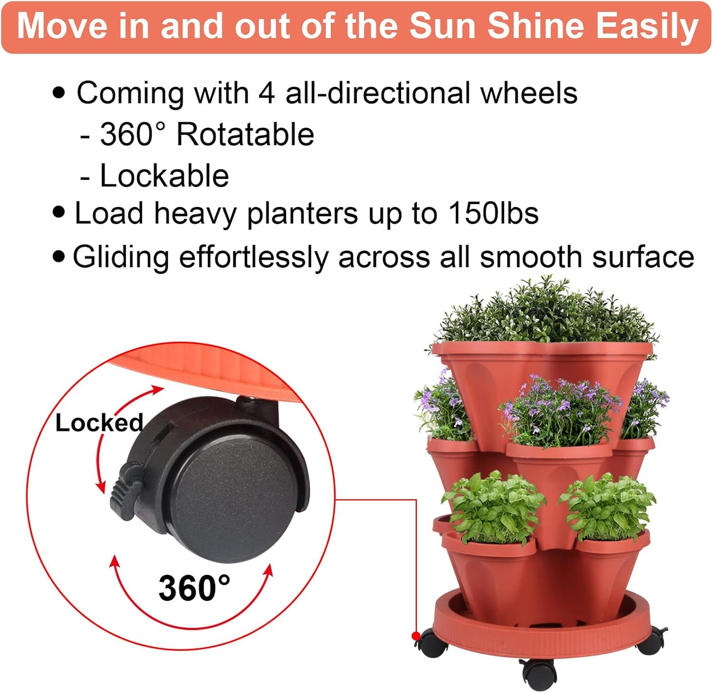 Vertical Planter 3 Tier Stackable Planters Garden Planters Strawberry Herb Flower and Vegetable