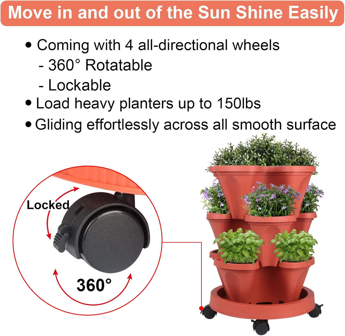 Vertical Planter 3 Tier Stackable Planters Garden Planters Strawberry Herb Flower and Vegetable