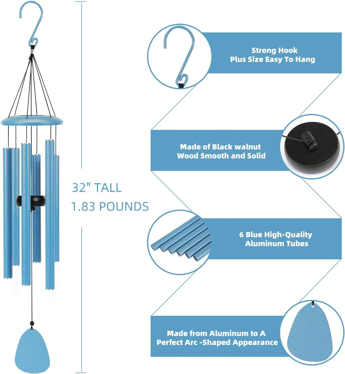 Wind-Chimes-Outdoor-Deep-Tone, Large Soothing Melodic Tones Mobile Windchimes, Wind Chimes for