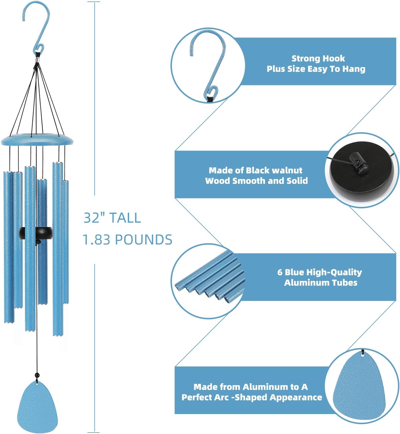 Wind-Chimes-Outdoor-Deep-Tone, Large Soothing Melodic Tones Mobile Windchimes, Wind Chimes for