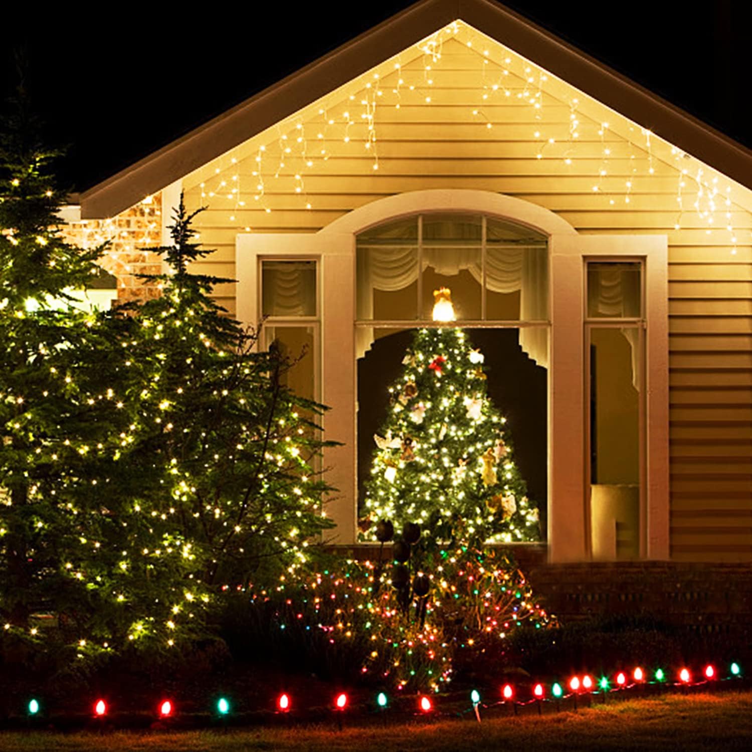 JMEXSUSS 200 LED Icicle Lights, 8 Modes Icicle Lights Indoor, Warm White Icicle Christmas String