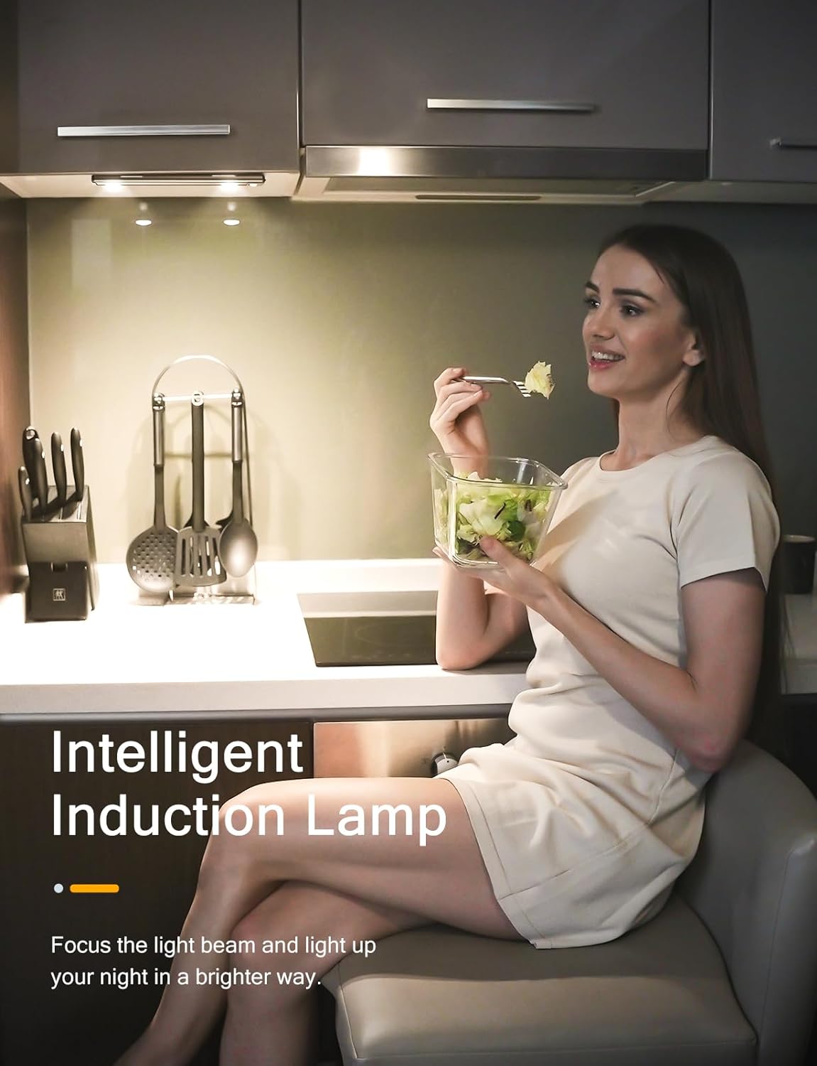 Under Cabinet Lights, Wireless Motion Sensor Light Indoor, Black 10in LED warm Lighting