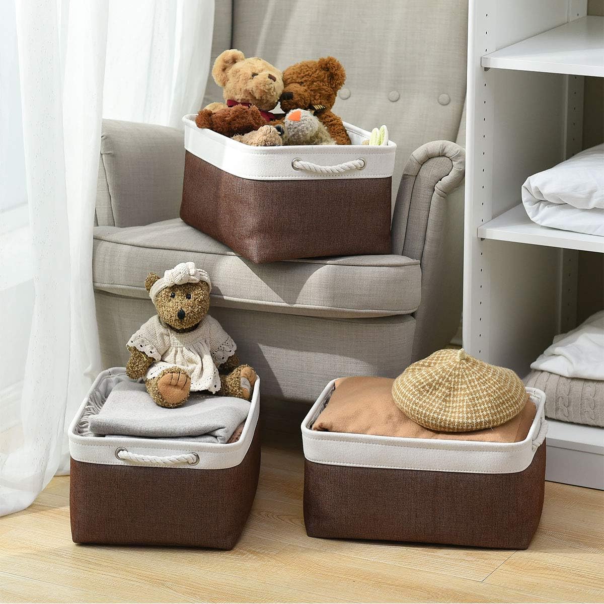 Large Storage Baskets for Shelves, Fabric Baskets for Organizing, Collapsible Storage Bins for