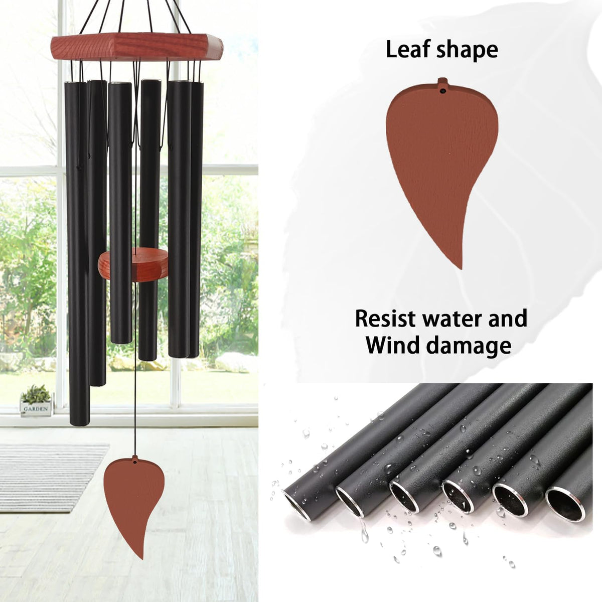 Wind Chimes for Outside, Memorial Wind Chimes with 6 Long Metal Tubes, Sympathy Wind Chime with