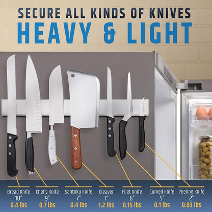 Premium Magnetic Knife Holder for Refrigerator that Doesn't Slide – 17 Inch Professional Double