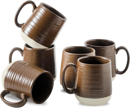 Hasense Porcelain Coffee Mugs Set of 6, 15 Ounce Large Ceramic Coffee Cups Set with Handle for