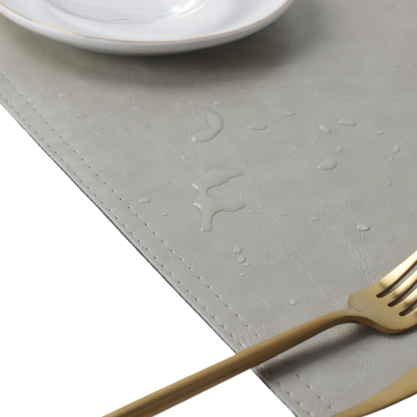 Waterproof PU Placemats, Faux Leather Dining Table Mat, Set of 4, Easy to Wipe Off Scrub Vinyl Mat