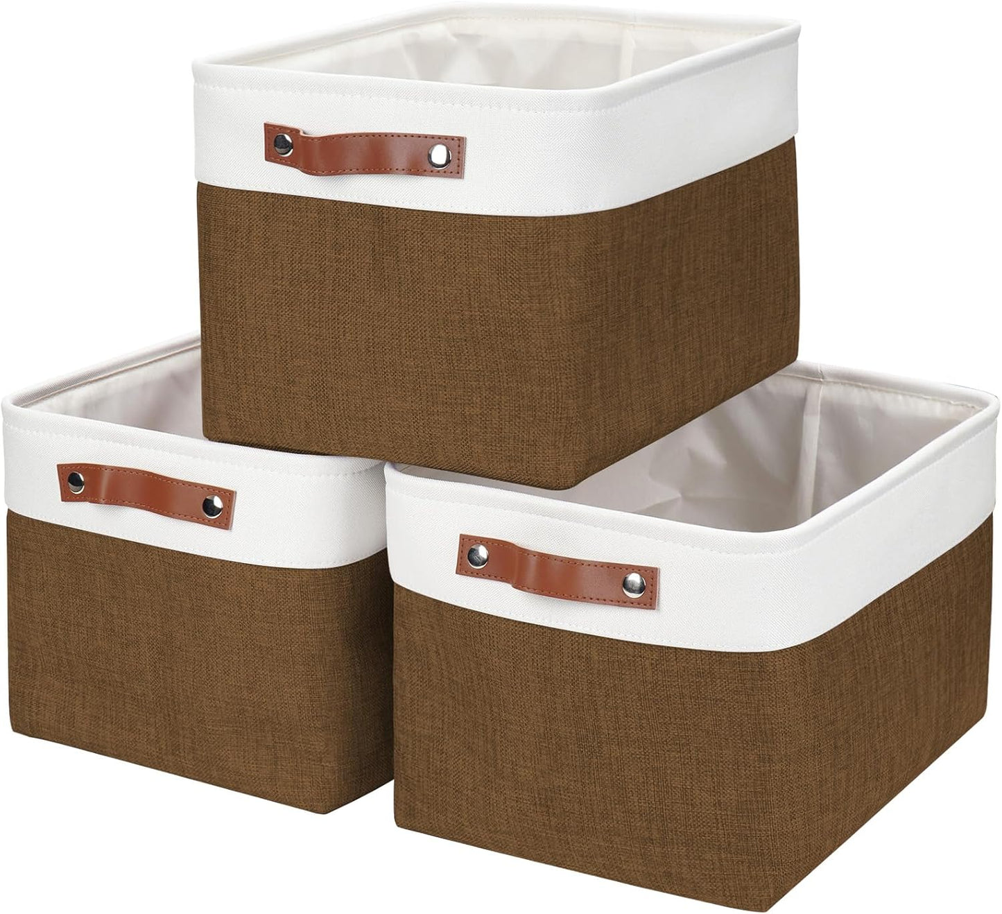Storage Bins Large Fabric Storage Baskets for Shelves 3 Pack, Decorative Linen Closet Baskets with