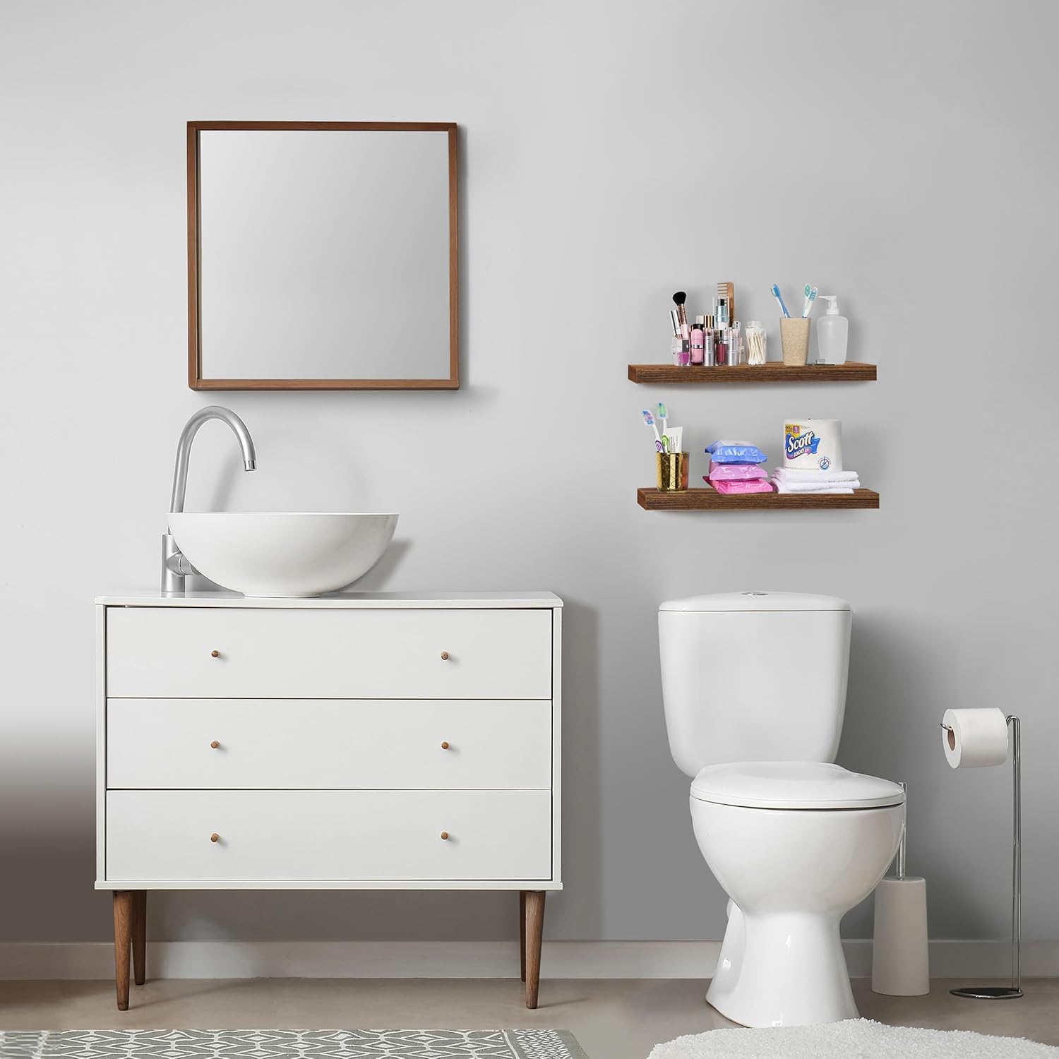 Sorbus Floating Shelves for Wall, Bathroom Shelves Wall Mounted for Kitchen, Bedroom, Bathroom