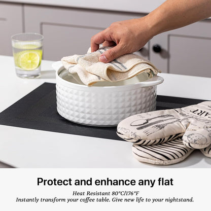 LEXMORE Placemats Set of 4 Vinyl/Plastic Woven Place Mats for Kitchen Table Indoor/Outdoor Washable